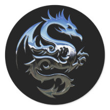 Silver Lucky Dragon Zwarte Stickers