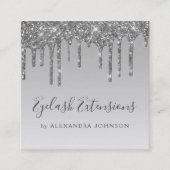 Silver Luxury Glitter Sparkle Eyelash Extensions Vierkante Visitekaartje (Voorkant)