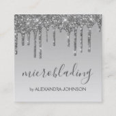 Silver Luxury Glitter Sparkle Microblading Vierkante Visitekaartje (Voorkant)