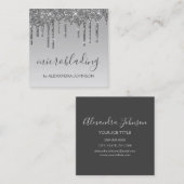 Silver Luxury Glitter Sparkle Microblading Vierkante Visitekaartje (Voorkant / Achterkant)