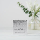 Silver Luxury Glitter Sparkle Microblading Vierkante Visitekaartje (Staand voorkant)
