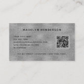 Silver Luxury QR Code Professional Monogram Visitekaartje (Achterkant)