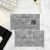 Silver Luxury QR Code Professional Monogram Visitekaartje