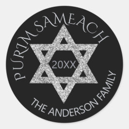 Silver Magen David Custom Purim elke vakantie Ronde Sticker