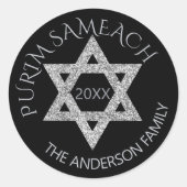Silver Magen David Custom Purim elke vakantie Ronde Sticker (Voorkant)
