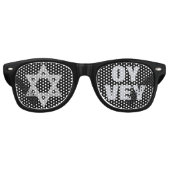 Silver Magen David Grappig Purim kostuum Oy Vey Retro Zonnebril (Voorkant)