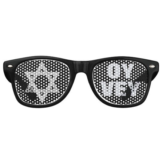 Silver Magen David Grappig Purim kostuum Oy Vey Retro Zonnebril (Voorkant)