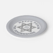 Silver Magen David Star Happy Purim Party Papieren Bordje (Gekanteld)