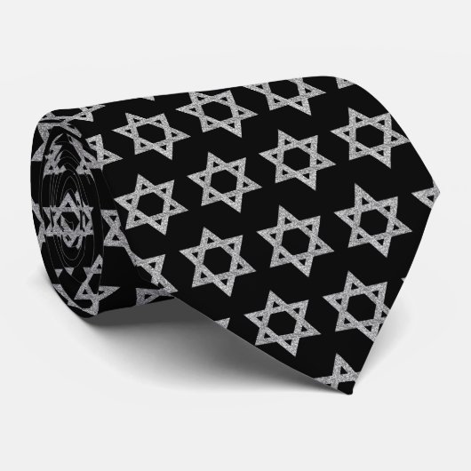 Silver Magen David Symbol Purim Style Patroon Stropdas (Opgerold)