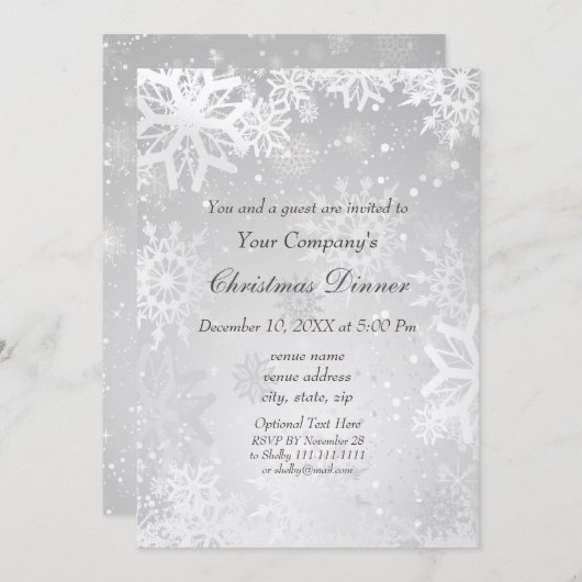 Silver Magical Holiday party Invite Kaart (Voorkant / Achterkant)