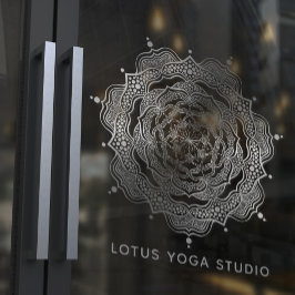 Silver Mandala Bohemian Elegant Reiki Yoga Studio Raamsticker