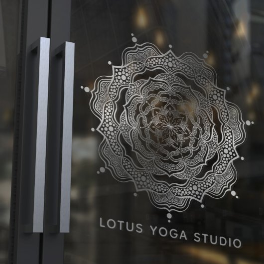 Silver Mandala Bohemian Elegant Reiki Yoga Studio Raamsticker
