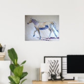 Silver Mane Horse Walking Acrylverf Poster (Thuiskantoor)