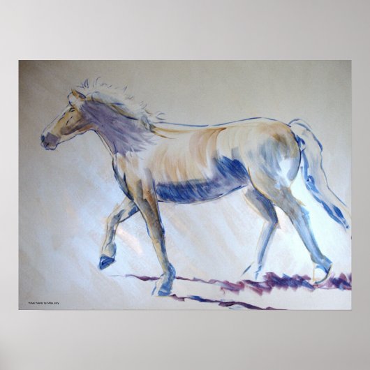 Silver Mane Horse Walking Acrylverf Poster (Voorkant)