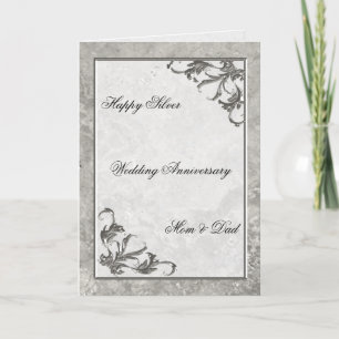 Silver Marble 25th Wedding Jubileum Kaart