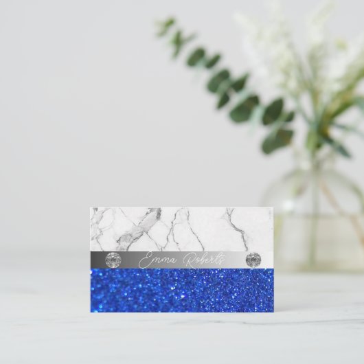 Silver Marble Blue Diamond Coach Visitekaartje (Staand voorkant)
