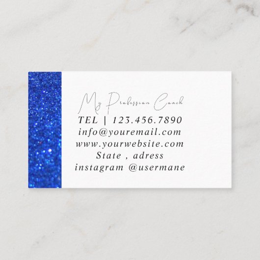 Silver Marble Blue Diamond Coach Visitekaartje (Achterkant)