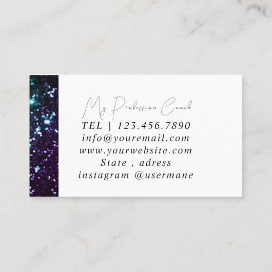 Silver Marble Blue Diamond Coach Visitekaartje (Achterkant)