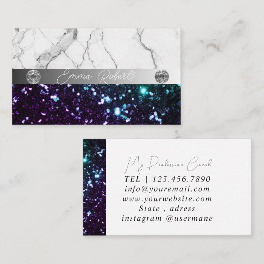 Silver Marble Blue Diamond Coach Visitekaartje (Voorkant / Achterkant)