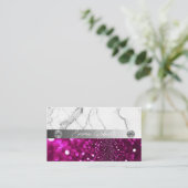 Silver Marble Dark Pink Diamond Coach Visitekaartje (Staand voorkant)