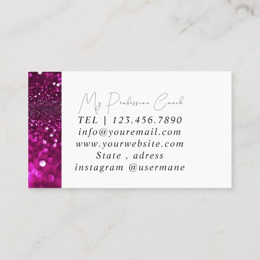 Silver Marble Dark Pink Diamond Coach Visitekaartje (Achterkant)