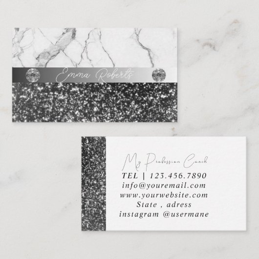 Silver Marble Diamond Coach Visitekaartje (Voorkant / Achterkant)