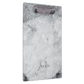 Silver Marble en Glitter Sparkle Monogrammed Klembord (Rechts)