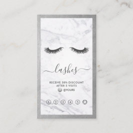 Silver & Marble Eyelash Beauty Loyalty Verticaal Visitekaartje
