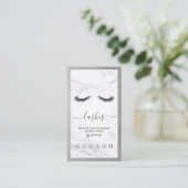 Silver & Marble Eyelash Beauty Loyalty Verticaal Visitekaartje (Staand voorkant)