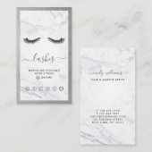 Silver & Marble Eyelash Beauty Loyalty Verticaal Visitekaartje (Voorkant / Achterkant)