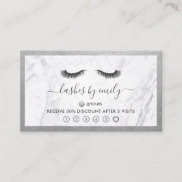 Silver & Marble Eyelash Beauty Specialist Loyalty Visitekaartje