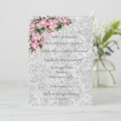 Silver marble floral bruiloft met roze floral kaart (Staand voorkant)
