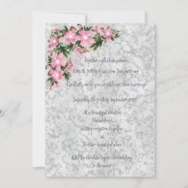 Silver marble floral bruiloft met roze floral kaart