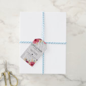 Silver Marble Floral Gold Burgundy Wedding Cadeaulabel (Met Touw)