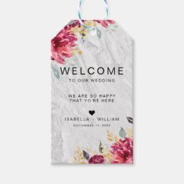 Silver Marble Floral Gold Burgundy Wedding Cadeaulabel