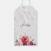 Silver Marble Floral Gold Burgundy Wedding Cadeaulabel (Achterkant)