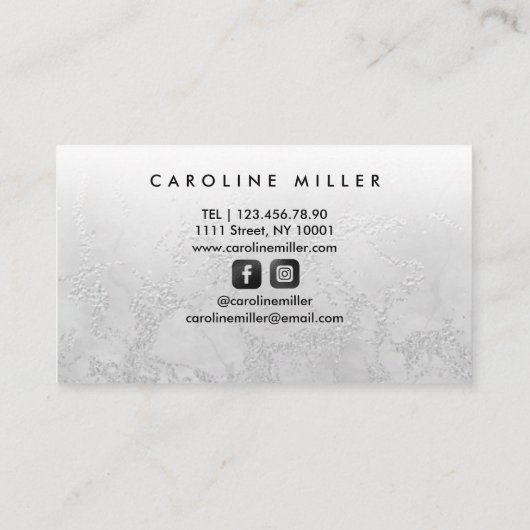 Silver Marble Folie Elegant Makeup Beauty Salon Visitekaartje (Achterkant)