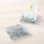 Silver Marble Glass Onderzetter Glazen Onderzetter (Schuin)