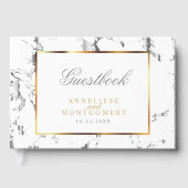 Silver Marble, Gold en White Design Gastenboek (Voorkant)