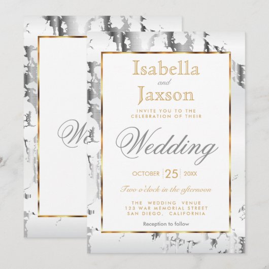 Silver Marble, Gold en White Kaart (Voorkant / Achterkant)