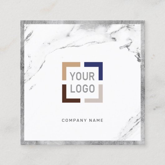 Silver marble logo professional vierkante visitekaartje (Voorkant)