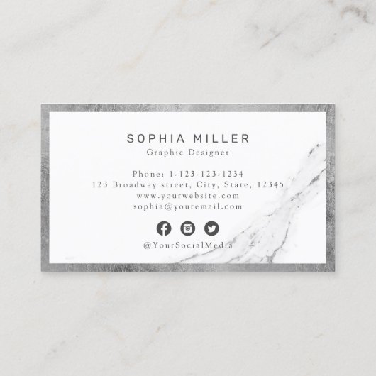 Silver marble logo professional visitekaartje (Achterkant)