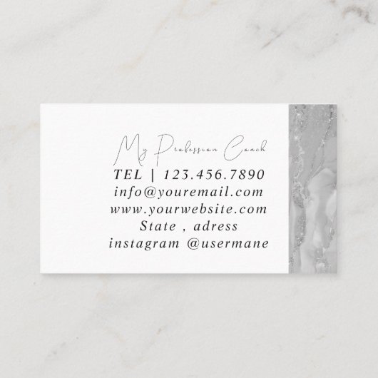 Silver Marble Pink Diamond Coach Visitekaartje (Achterkant)