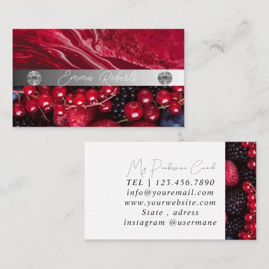 Silver Marble Pink Diamond Coach Visitekaartje (Voorkant / Achterkant)