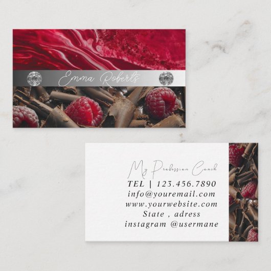 Silver Marble Pink Diamond Coach Visitekaartje (Voorkant / Achterkant)