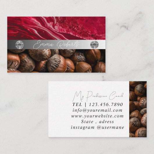 Silver Marble Pink Diamond Coach Visitekaartje (Voorkant / Achterkant)