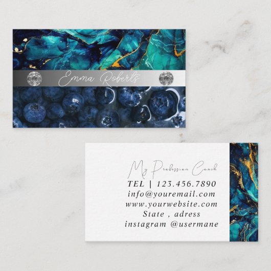 Silver Marble Pink Diamond Coach Visitekaartje (Voorkant / Achterkant)