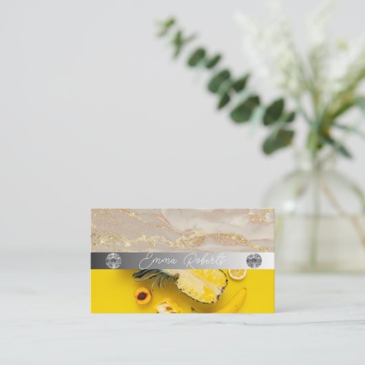 Silver Marble Pink Diamond Coach Visitekaartje (Staand voorkant)