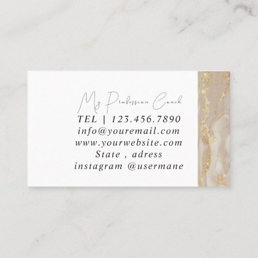 Silver Marble Pink Diamond Coach Visitekaartje (Achterkant)