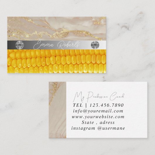 Silver Marble Pink Diamond Coach Visitekaartje (Voorkant / Achterkant)